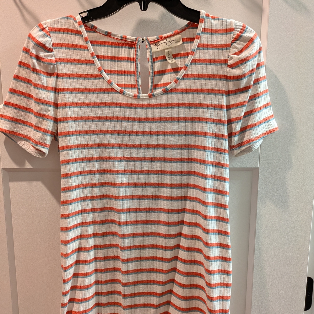 Striped Orange and White Women's Top